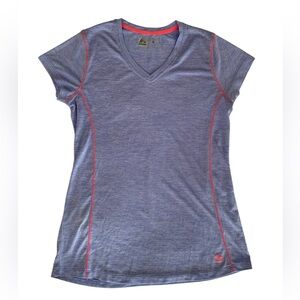 RBX Performance Athletic T-Shirt Women’s Medium Blue Pink V-Neck Cap Sleeves